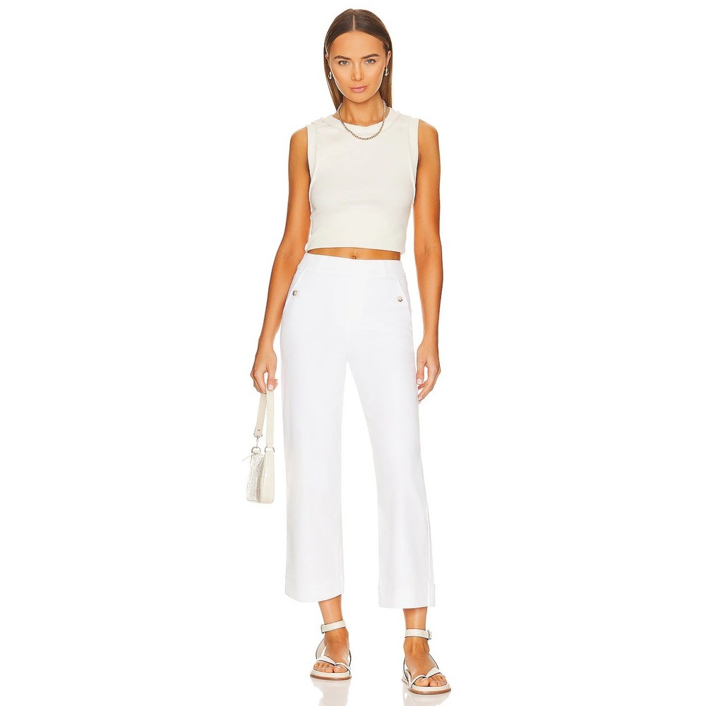 Spanx Supersmooth Stretch Twill Cropped Wide Leg Pant White Petite Medium - Picture 3 of 6